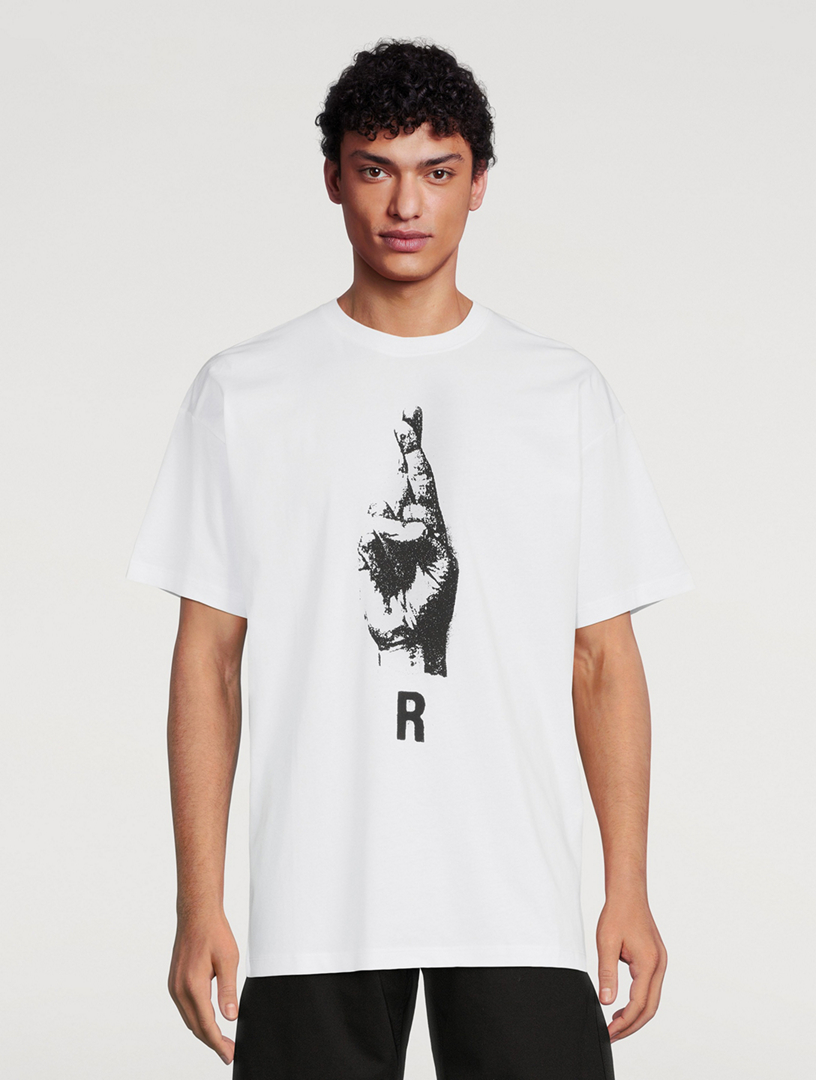 T-Shirt With Hand Sign Print