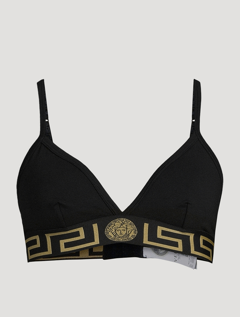 VERSACE Greca Border Triangle Bralette In Blue for Women