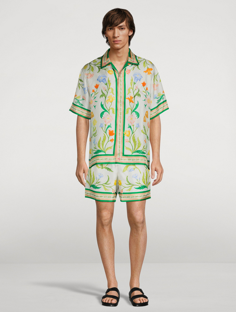 L'Arche Fleurie Silk Shorts