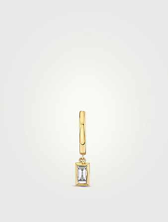Boucle d’oreilles en anneau court en or 14 ct avec diamants taille baguette cultivés en labo