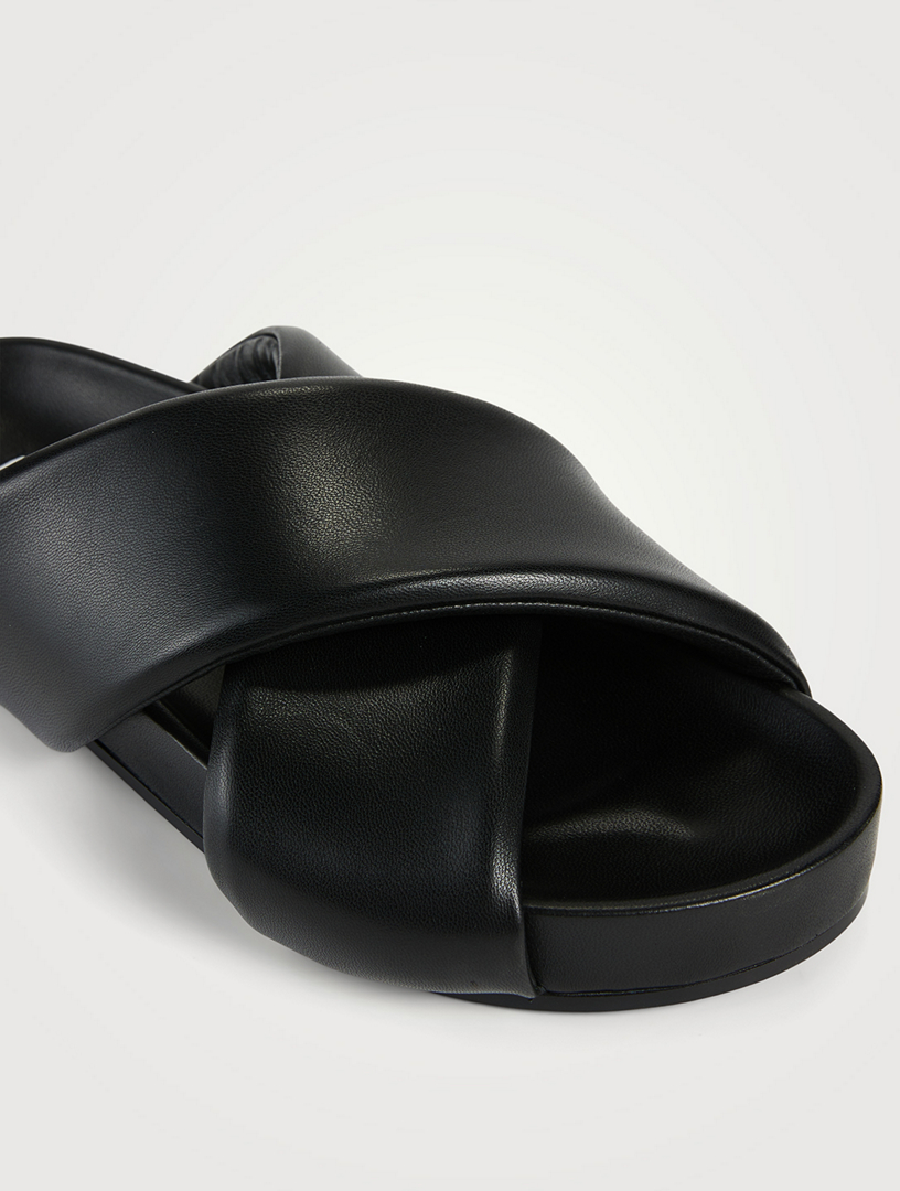 Leather Plonge Padded Slides