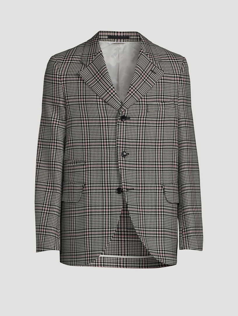 Wool Plaid Checked Jacket