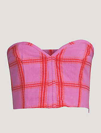 MARA HOFFMAN Rilynn Bustier Top In Penny Plaid  Pink