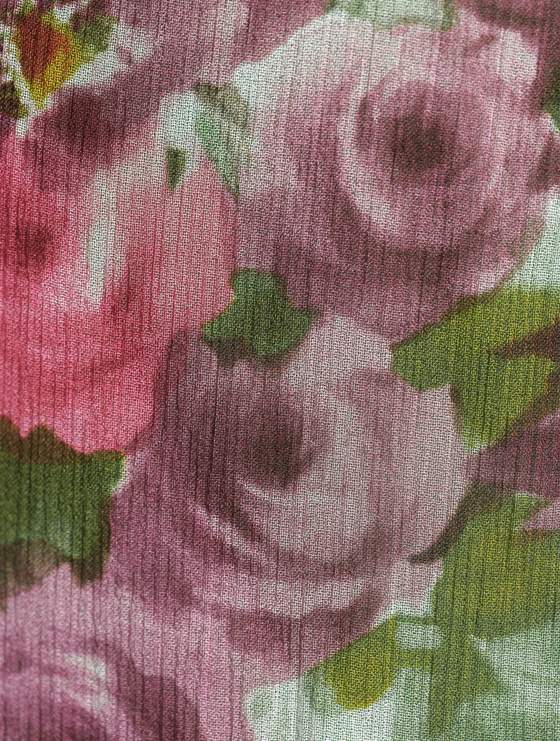 Asymmetric Silk Georgette Gown Floral Print
