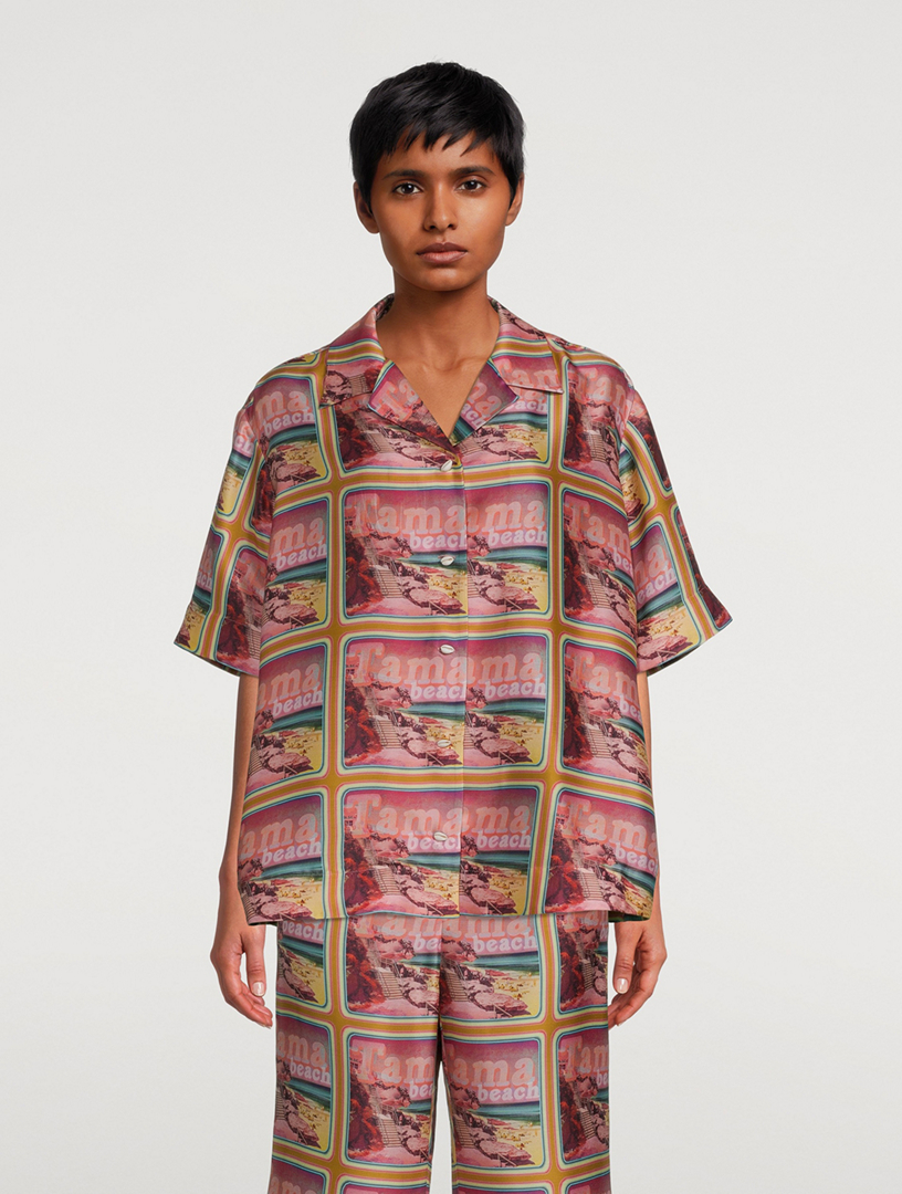 Wonderland Poster Silk Shirt Print