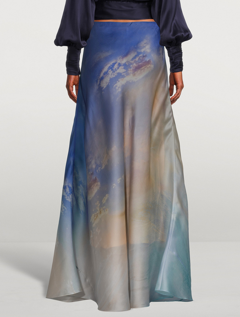 Tama Flared Maxi Skirt In Sky Print