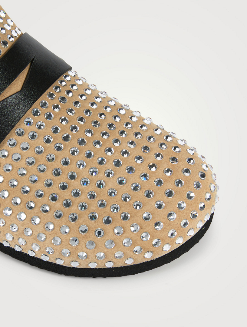 Crystal Suede Loafer Mules