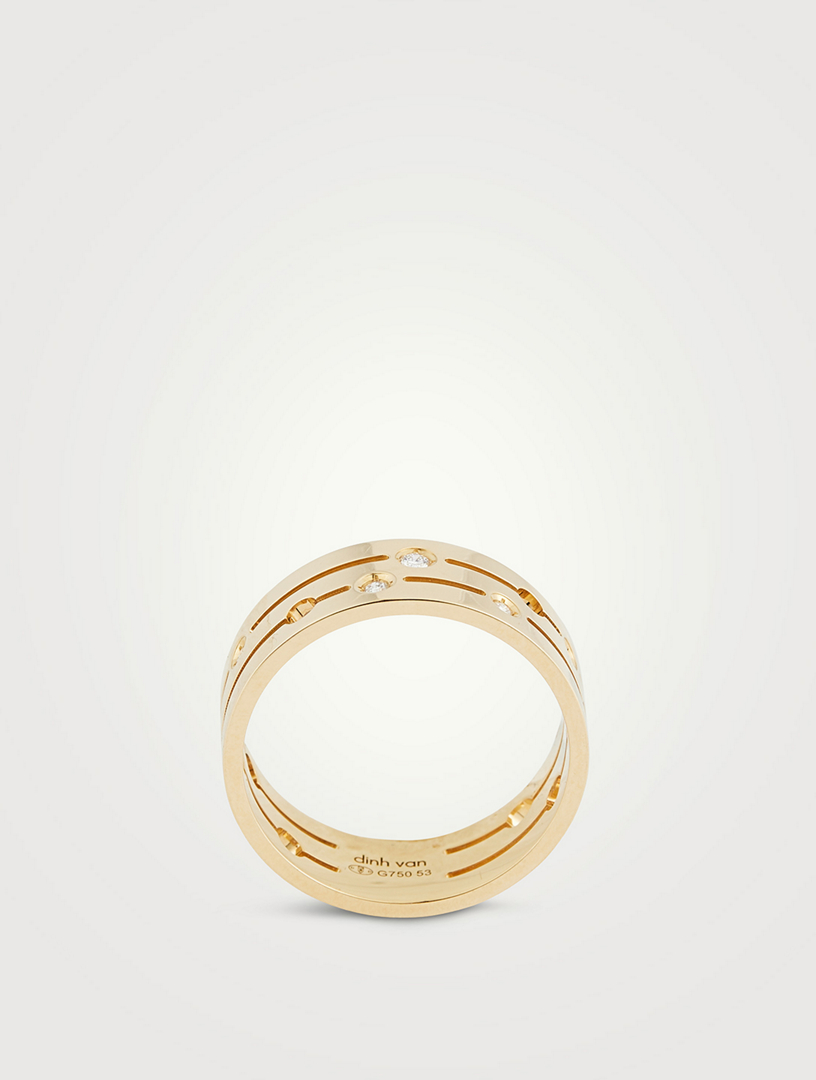 Medium Pulse 18K Gold Ring With Diamonds