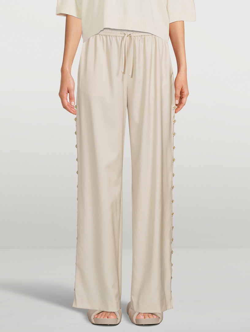 Checa Wide-Leg Wool Trousers