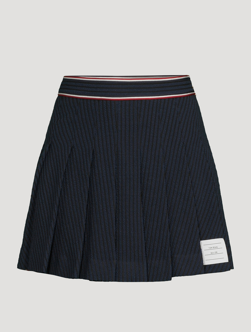 University Stripe Pleated Mini Skirt