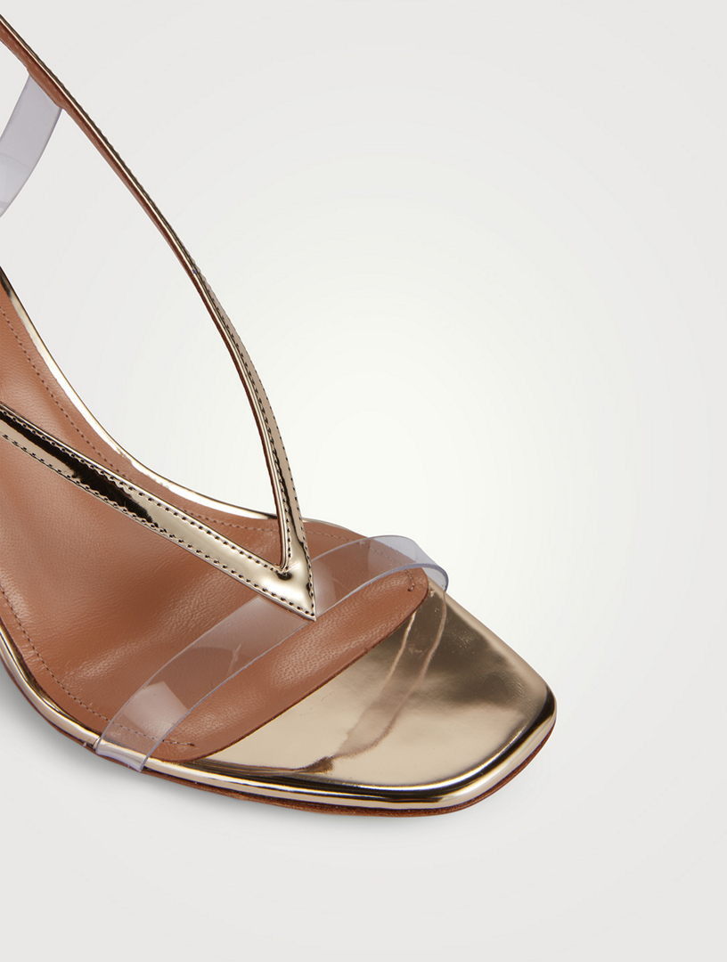 Metallic Leather And PVC Wedge Sandals