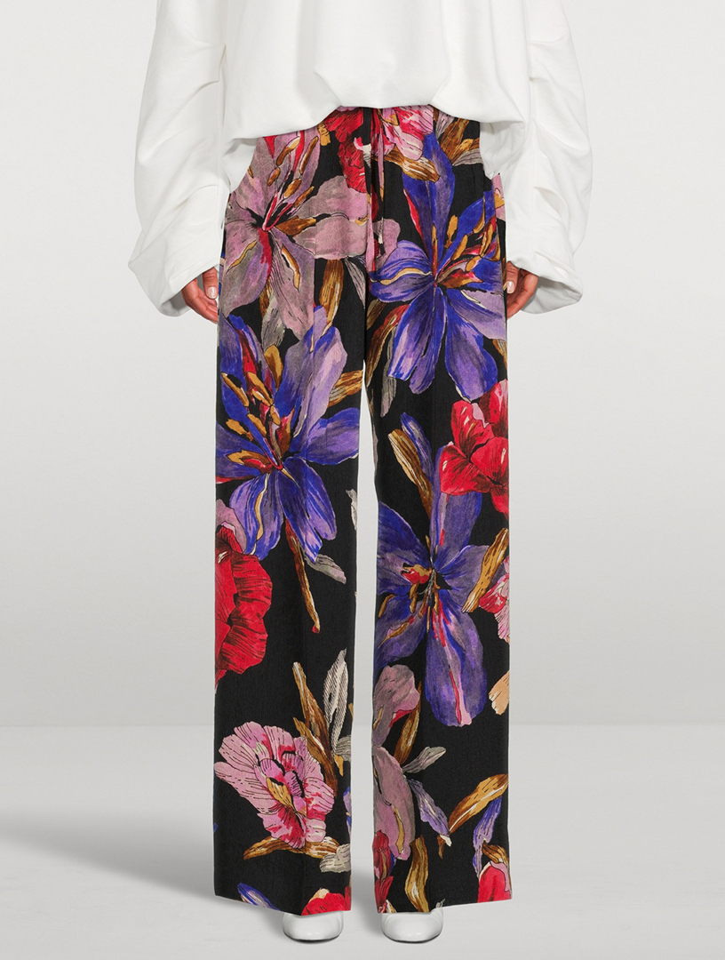 Puvis Wide-Leg Trousers In Lilies Print