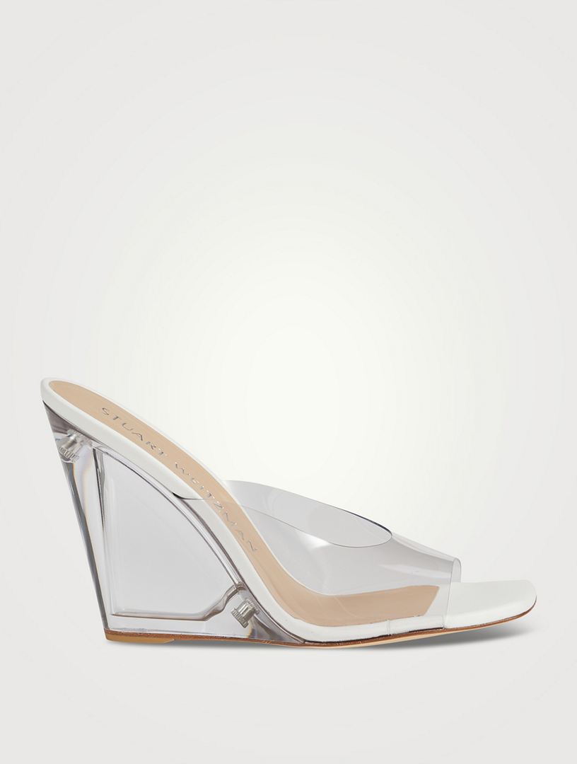 STUART WEITZMAN Tia Lucite Wedge Mules | Holt Renfrew