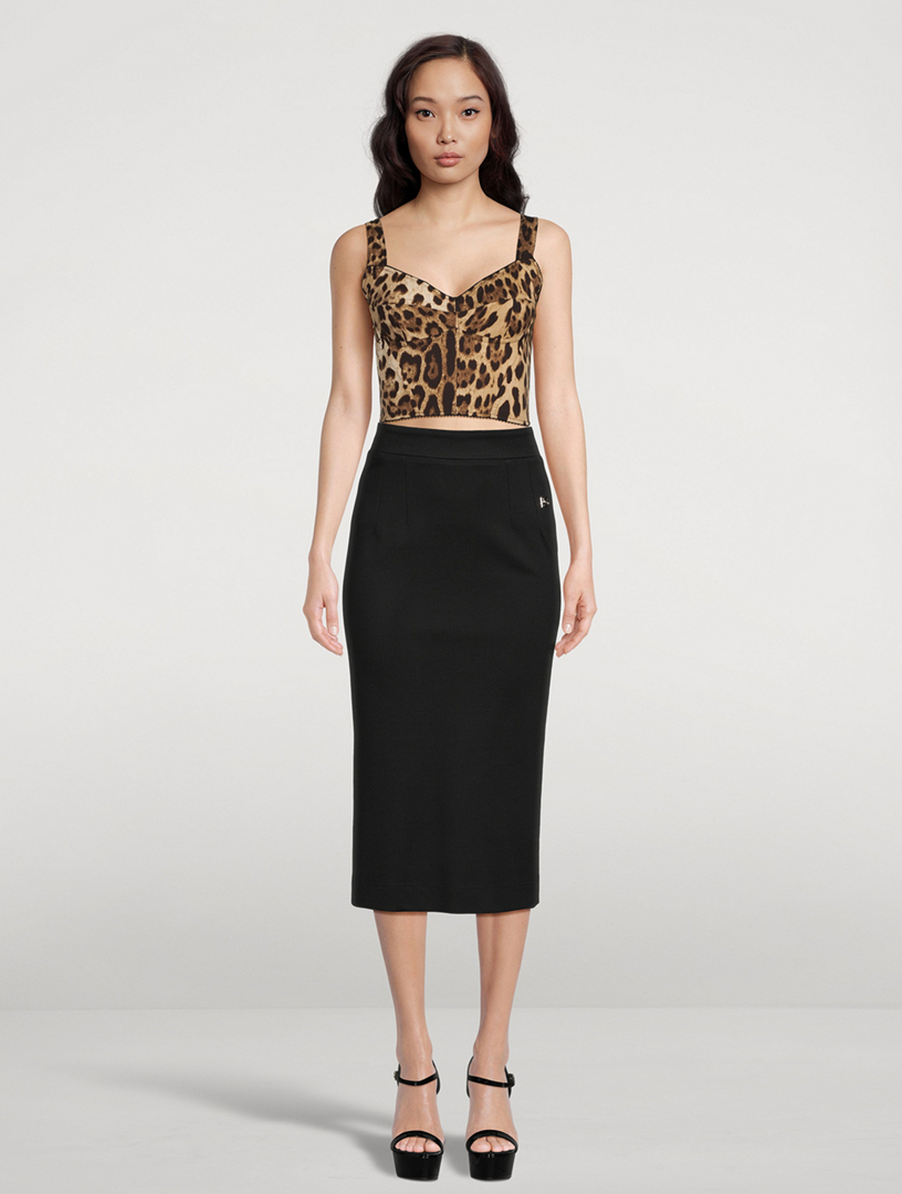 DOLCE & GABBANA Kim x Dolce & Gabbana Marquisette Corset Top In Leopard  Print
