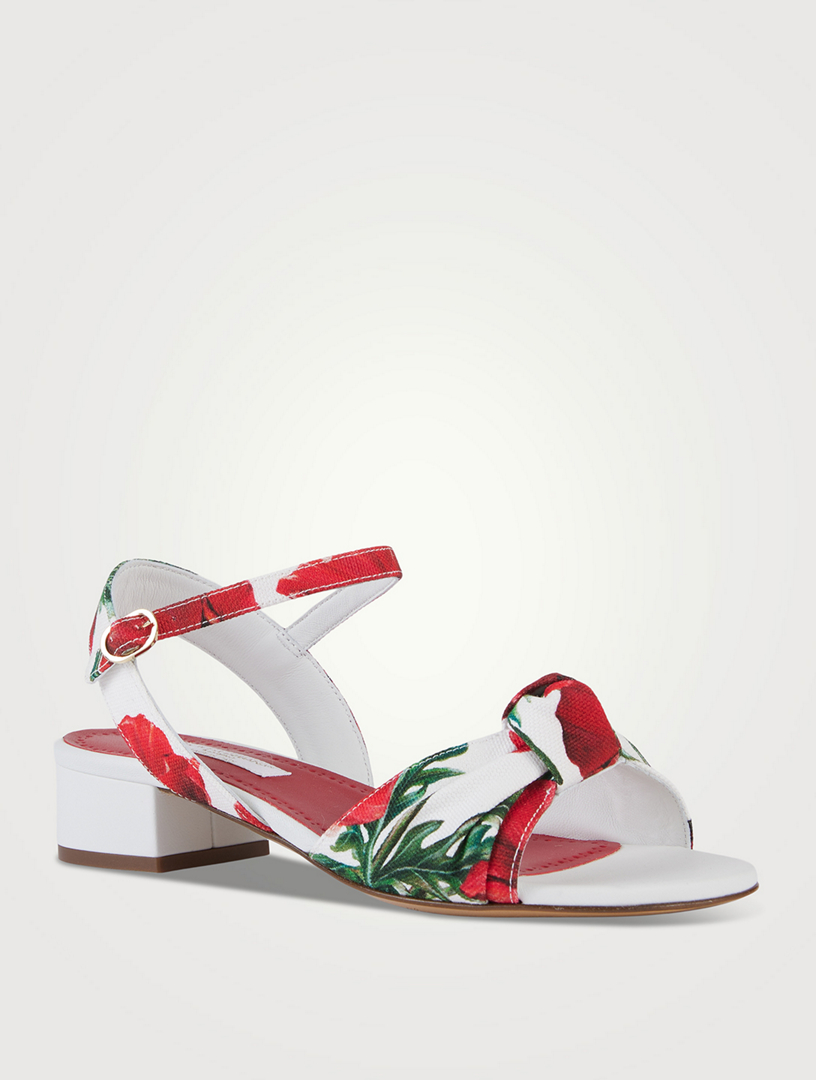 Canvas Heel Sandals Poppy Print