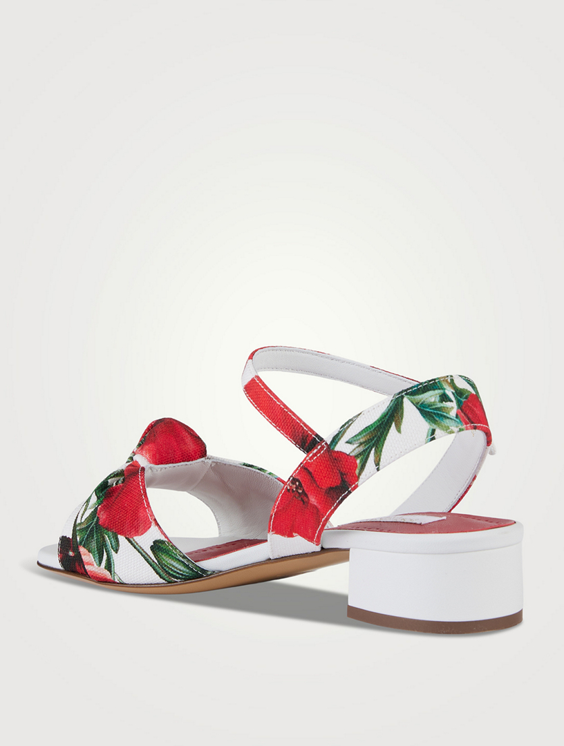 Canvas Heel Sandals Poppy Print