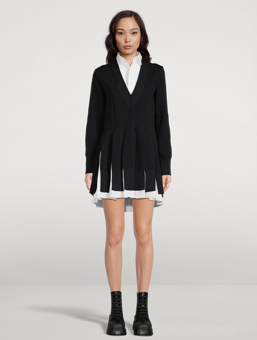 Knit x Poplin Mini Dress