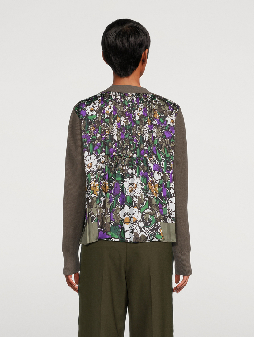 SACAI Zip-Front Cardigan In Floral Print | Holt Renfrew