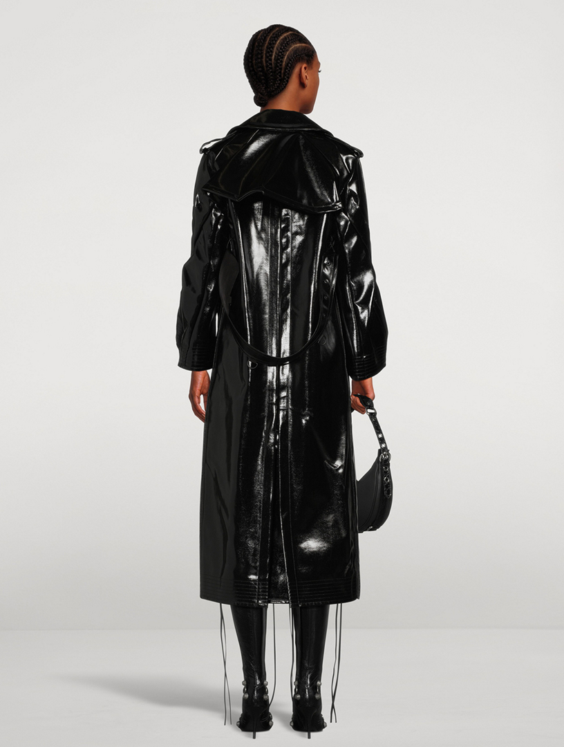 Bell-Sleeve Patent Trench Coat