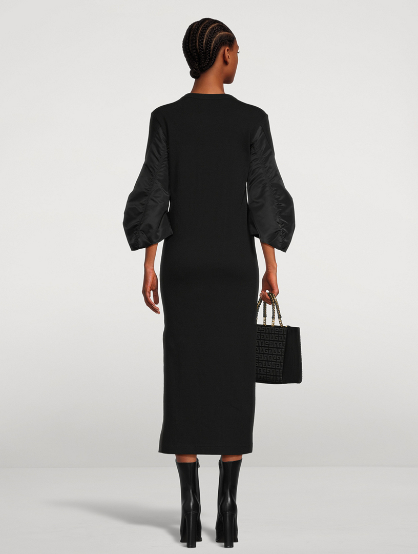 SACAI Bell-Sleeve Nylon Twill Mix Dress | Holt Renfrew