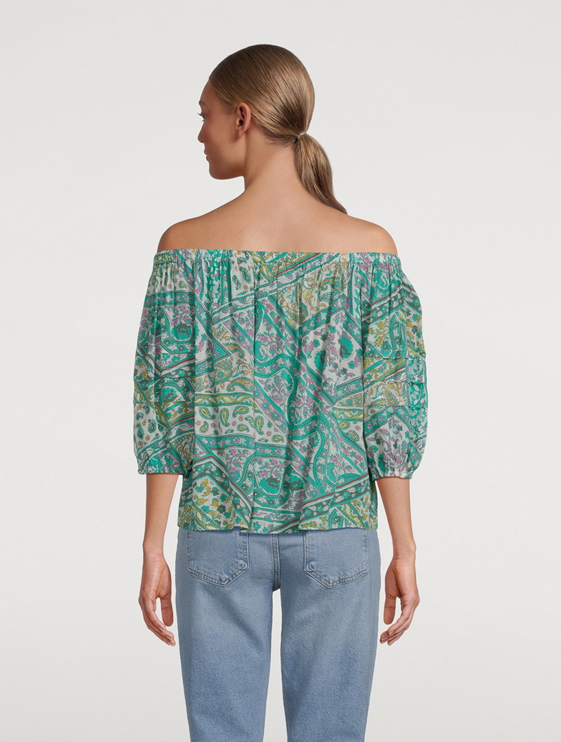 Fenji Printed Off-The-Shoulder Top