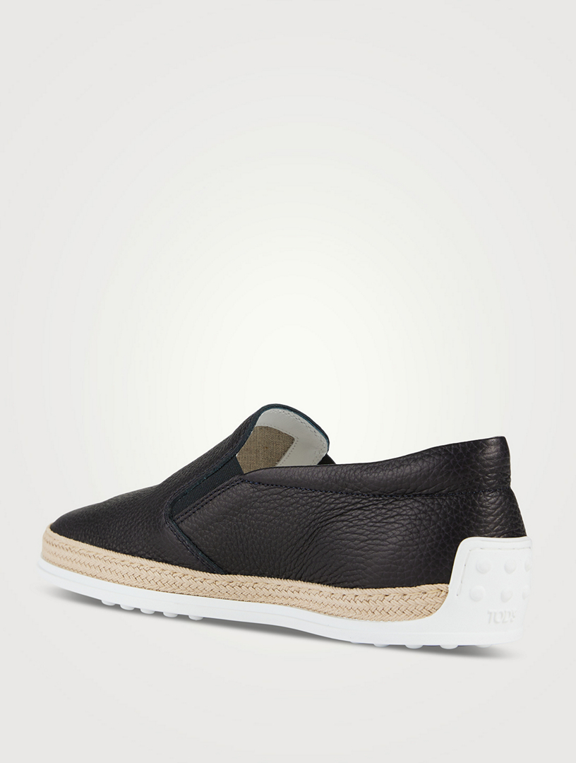 Leather Slip-On Espadrille Shoes