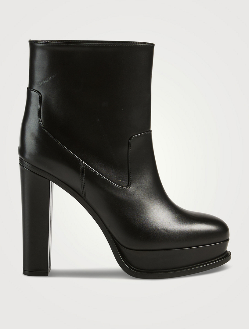 Stack Leather And Rubber Ankle Boots in Black - Alexander Mc Queen