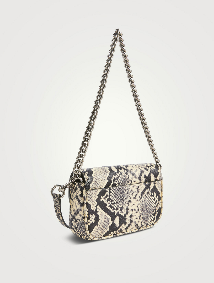 MARC JACOBS The Mini J Marc Snakeskin-Embossed Leather Shoulder Bag ...