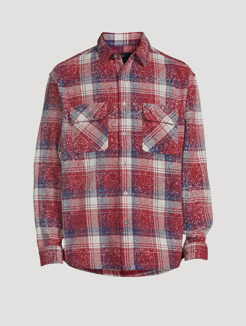 PURPLE BRAND Cotton Plaid Long-Sleeve Shirt