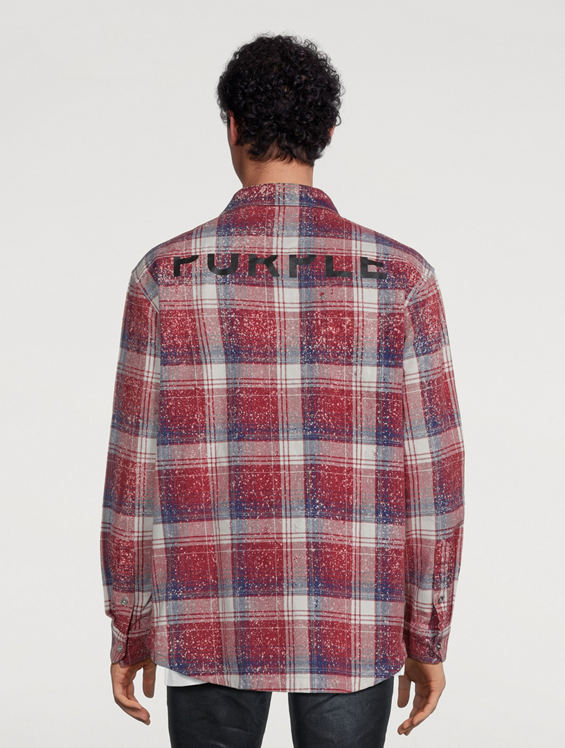 PURPLE BRAND Cotton Plaid Long-Sleeve Shirt