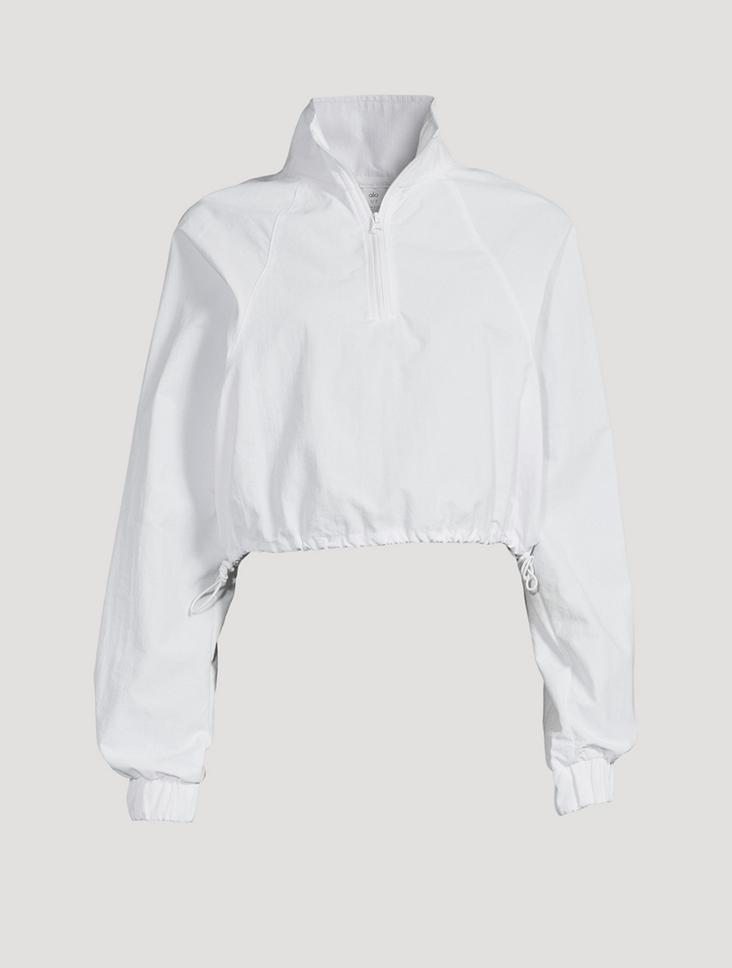 ALO YOGA Alumni Cropped Quarter-Zip Sweatshirt | Holt Renfrew