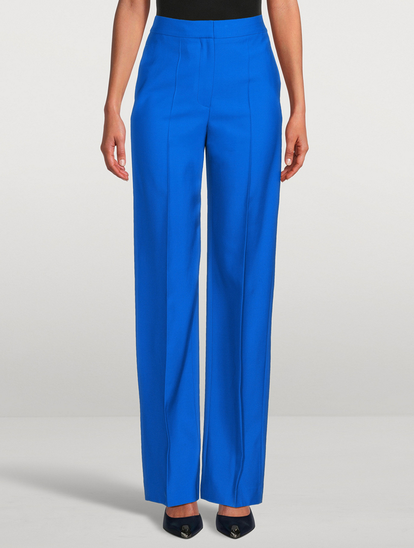 High-Waisted Wide-Leg Wool Trousers