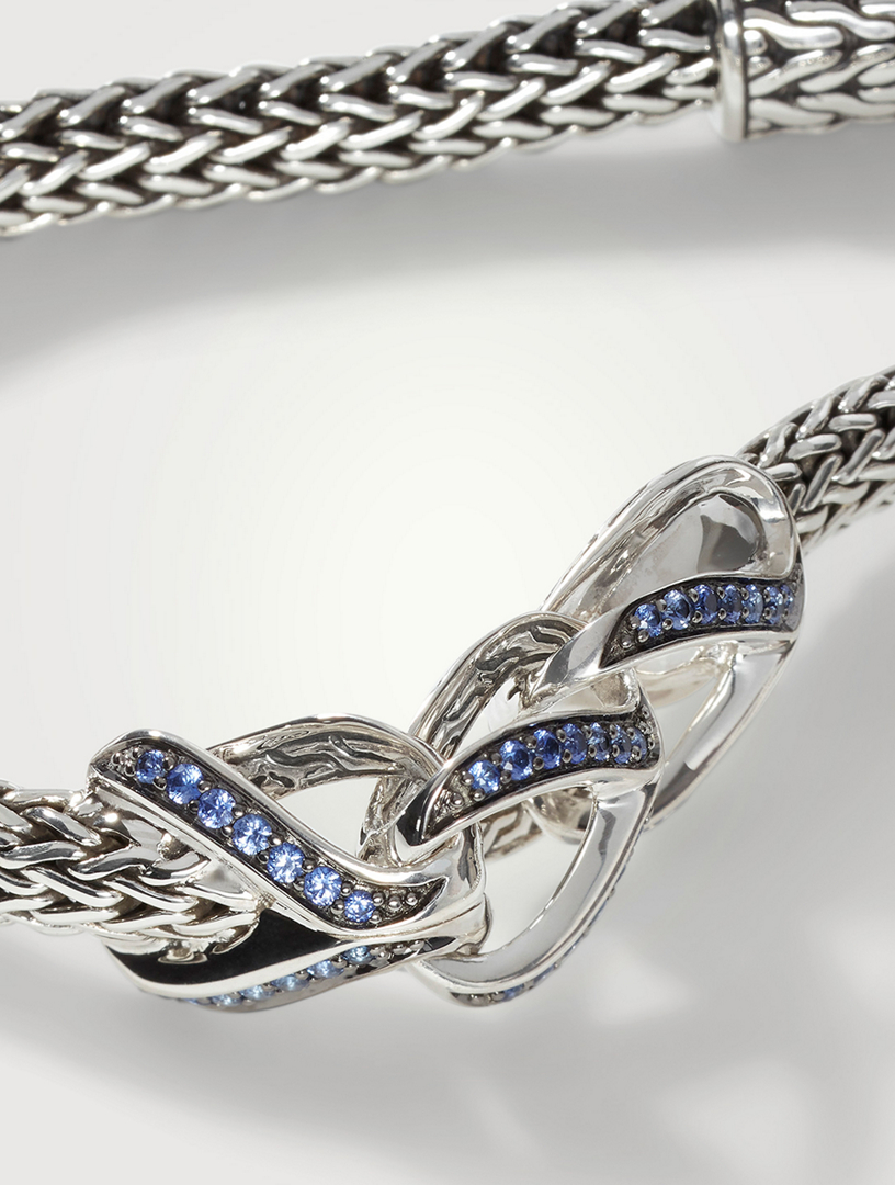 Sterling Silver And Blue Sapphire Classic Chain Asli Bracelet