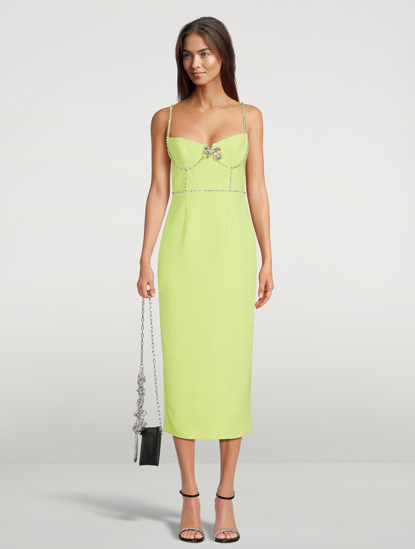 SELF-PORTRAIT Embellished Bow Crepe Midi Dress | Holt Renfrew