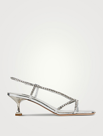 Embellished Metallic Slingback Sandals
