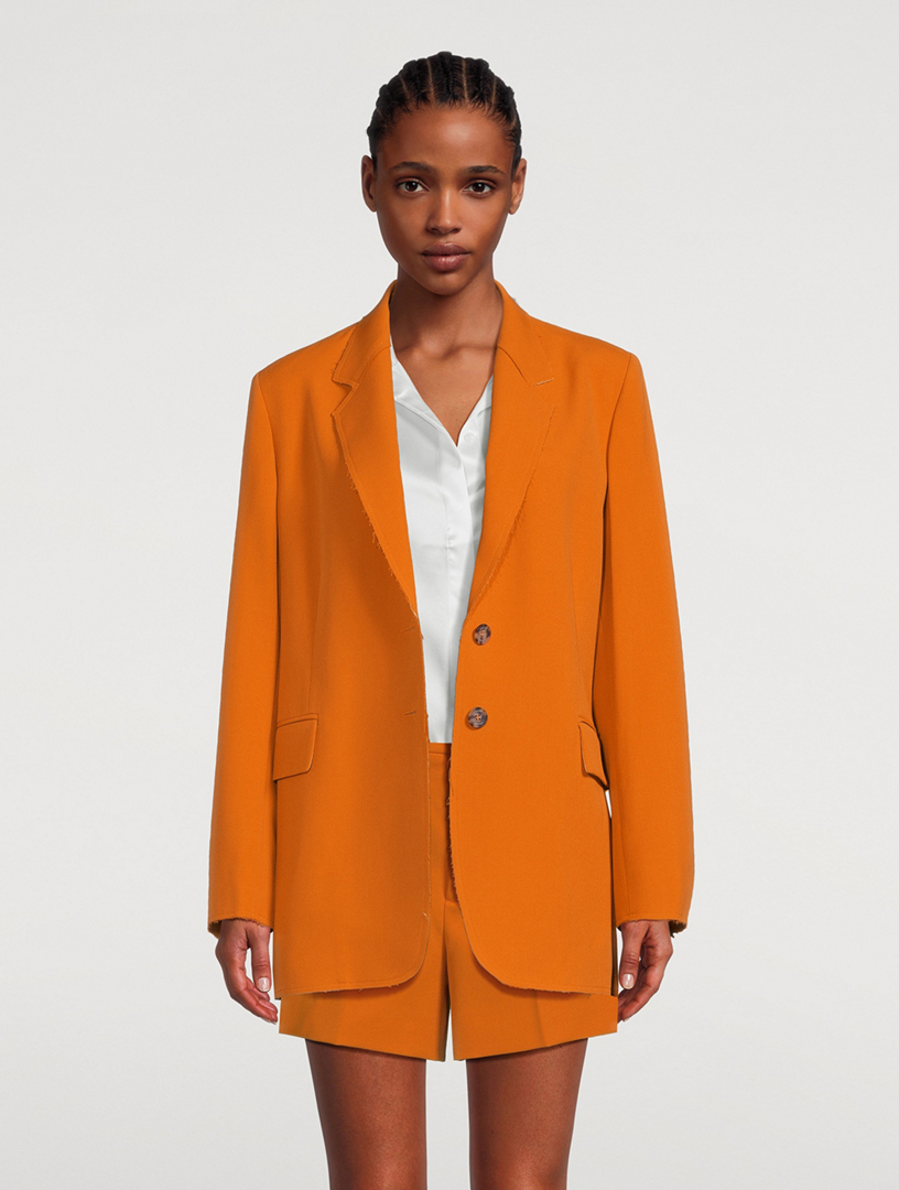 Womens Blazer Bershka Orange Blazer FRAME Oversized Raw-Edge