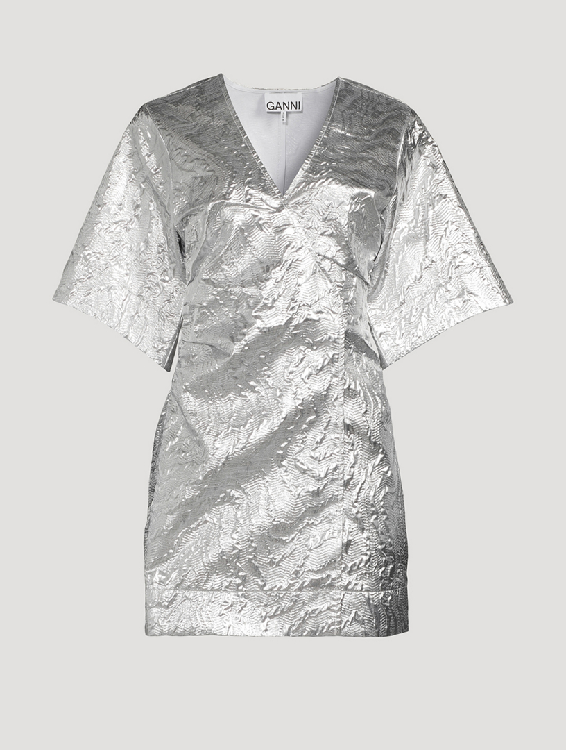 knee length dresses for ladies Printed Metallic Mini Dress – In The Name Of Clothes main image 1