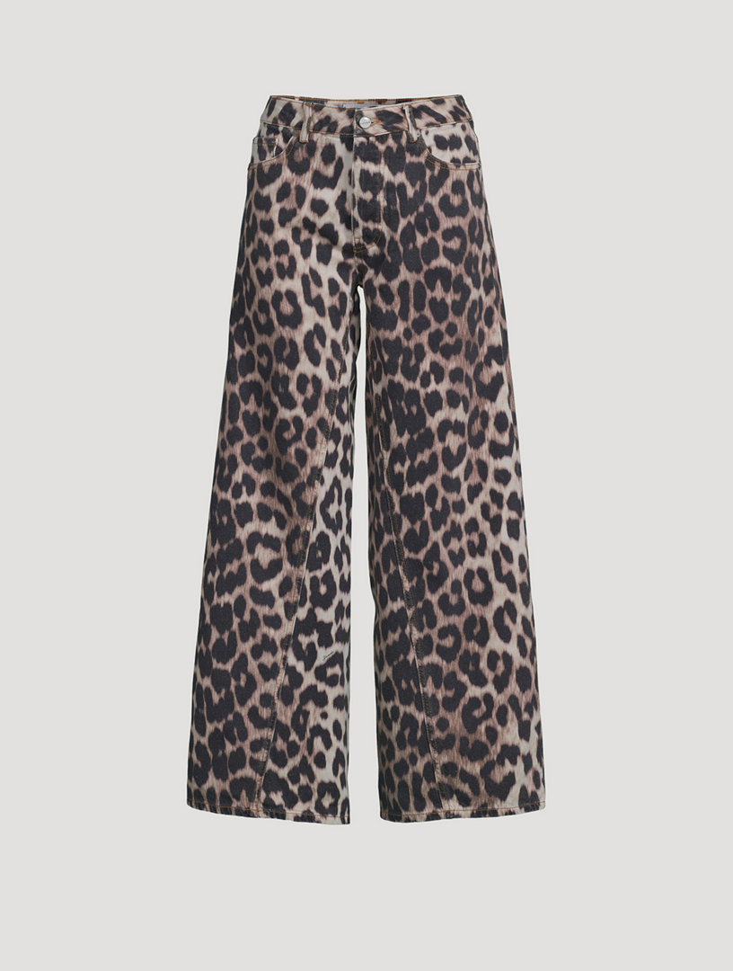 GANNI Jozey Wide-Leg Jeans In Leopard Print