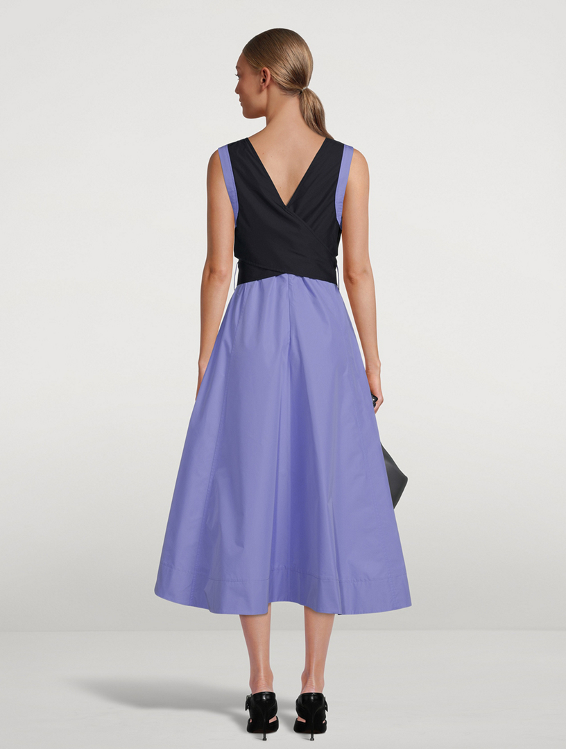 Belted Poplin Midi Dress