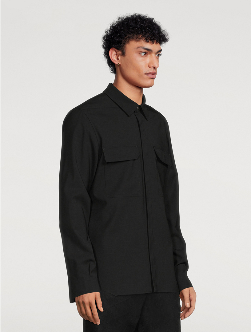 Wool Stretch Shirt Jacket
