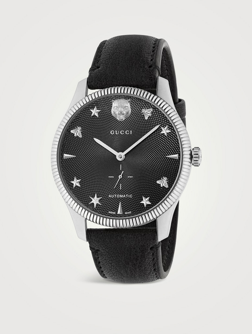 Gucci watch best sale leather strap