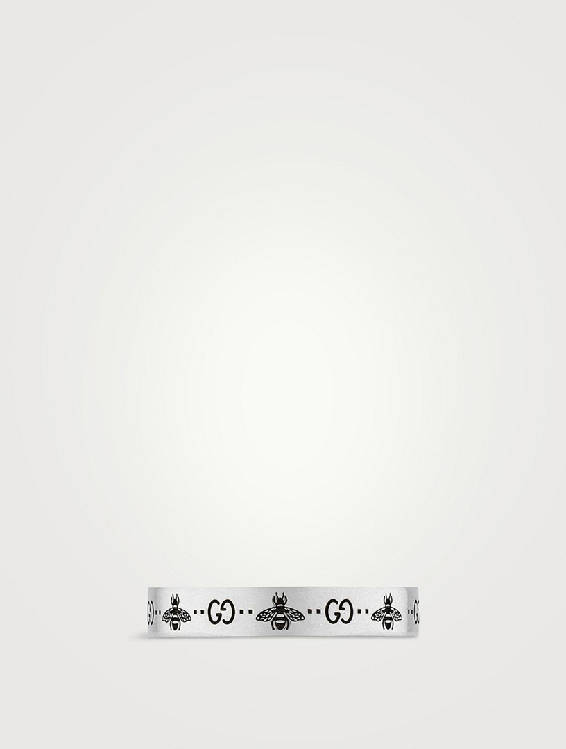 Sterling Silver Bee And Double G Motif Ring