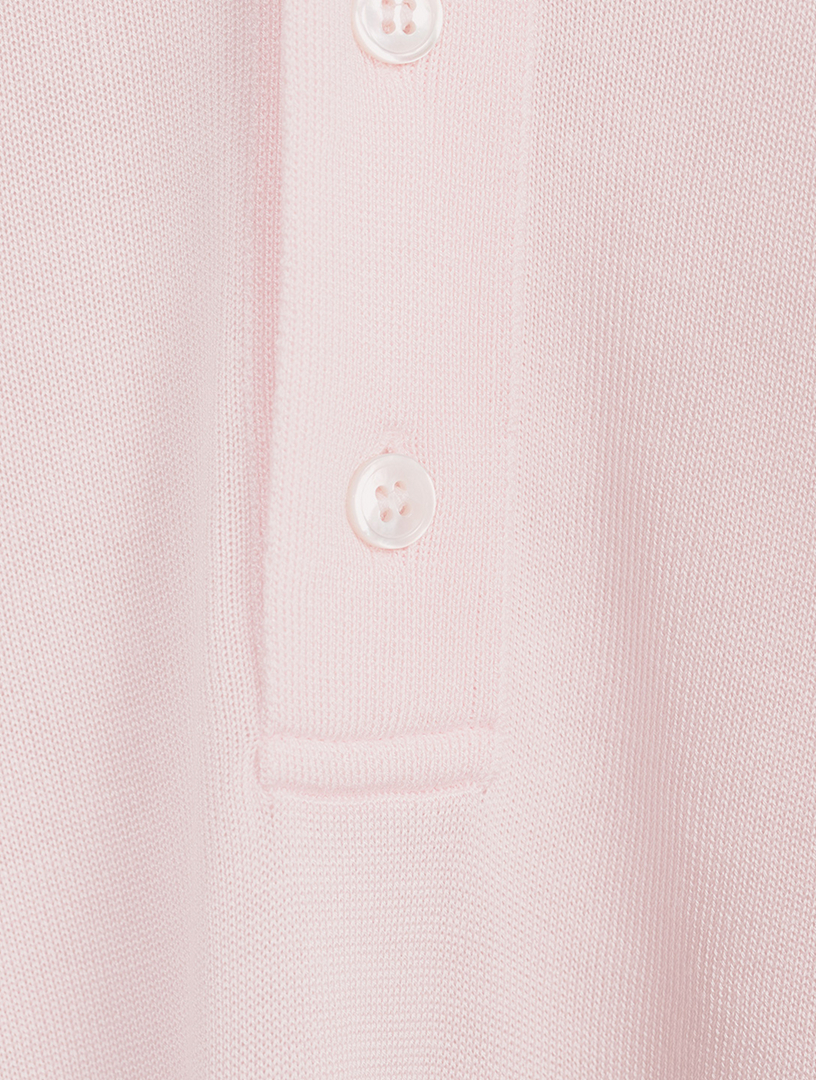 Silk Jersey Long-Sleeve Polo Shirt