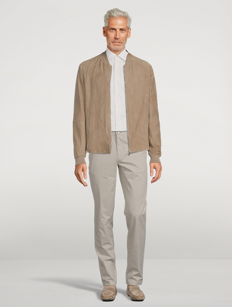 Suede Packable Bomber Jacket