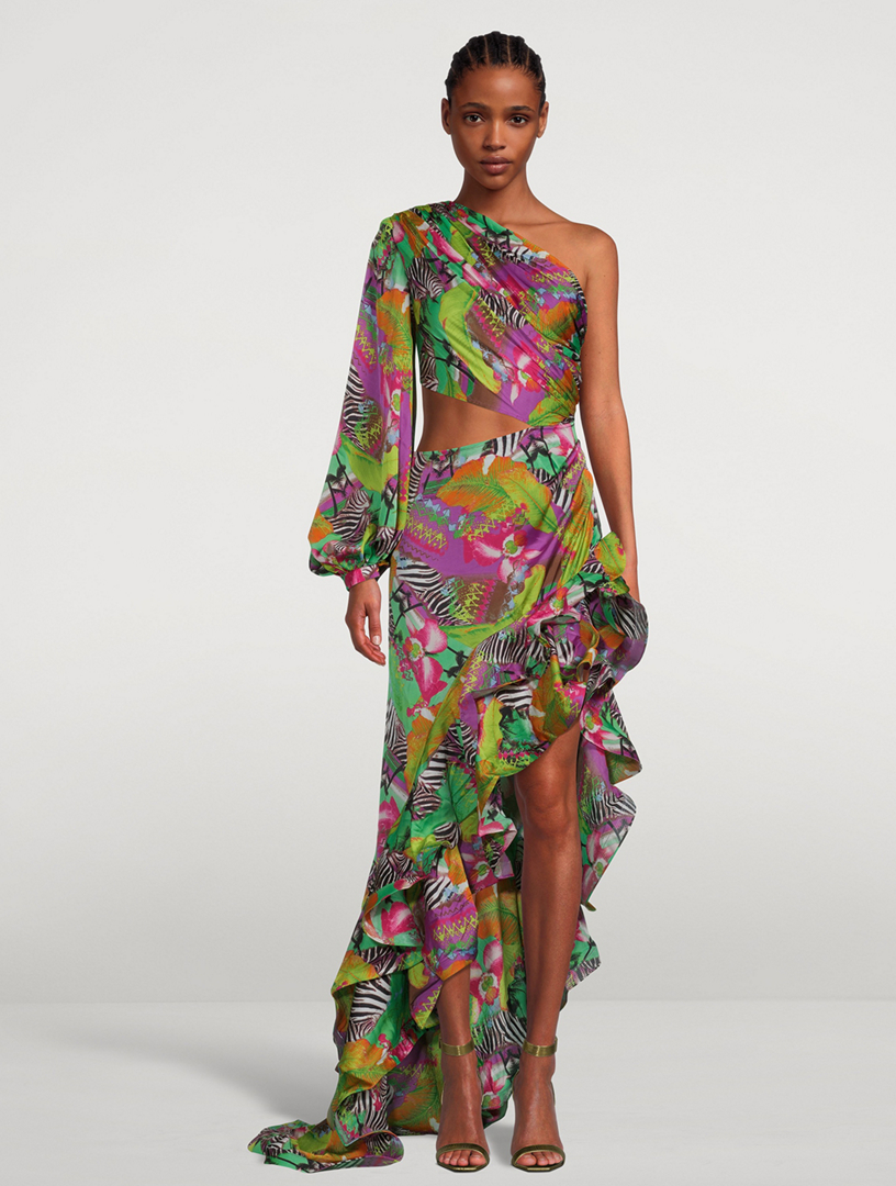 BRONX AND BANCO Hanna Asymmetric Gown In Miami Print Holt Renfrew