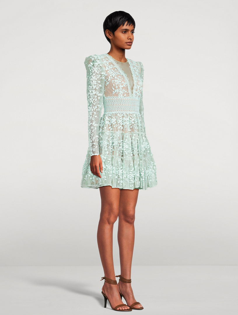 BRONX AND BANCO Megan Floral Appliqu Tulle Mini Dress | Holt Renfrew