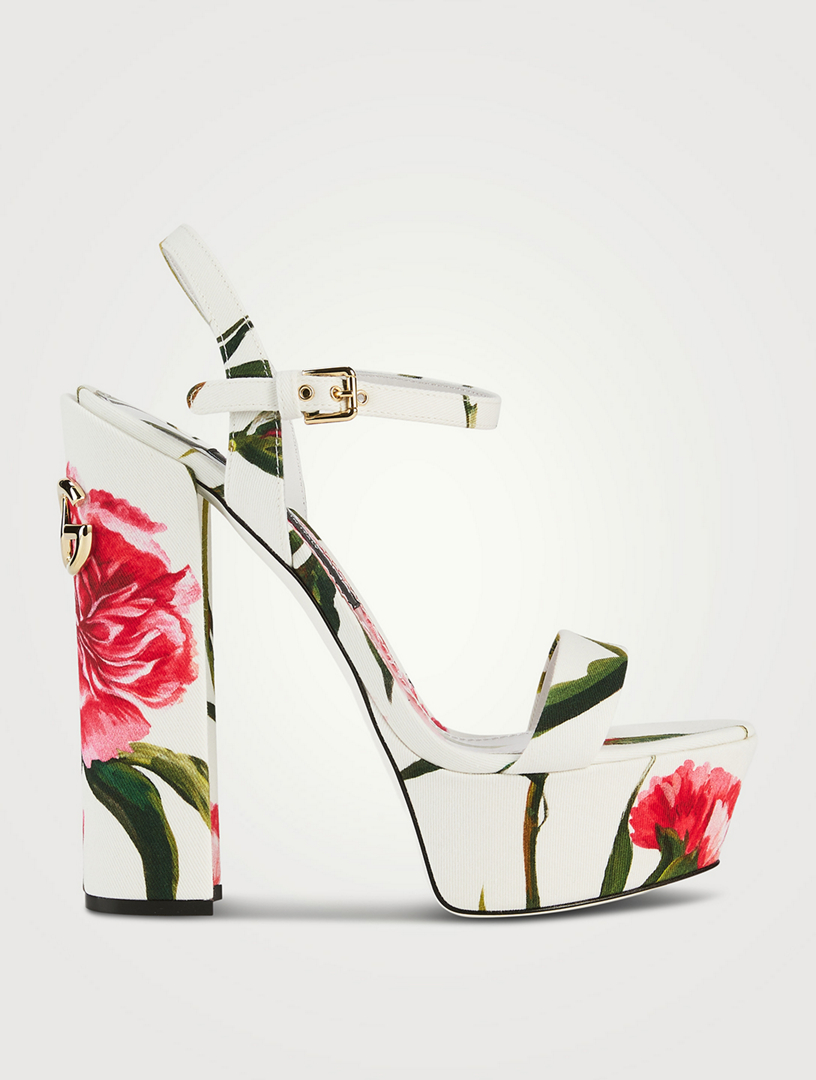 Keira Cotton Platform Sandals Carnation Print