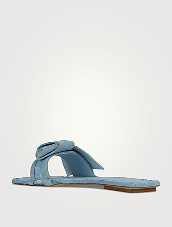 ACNE STUDIOS Bow Denim Slide Sandals  Blue