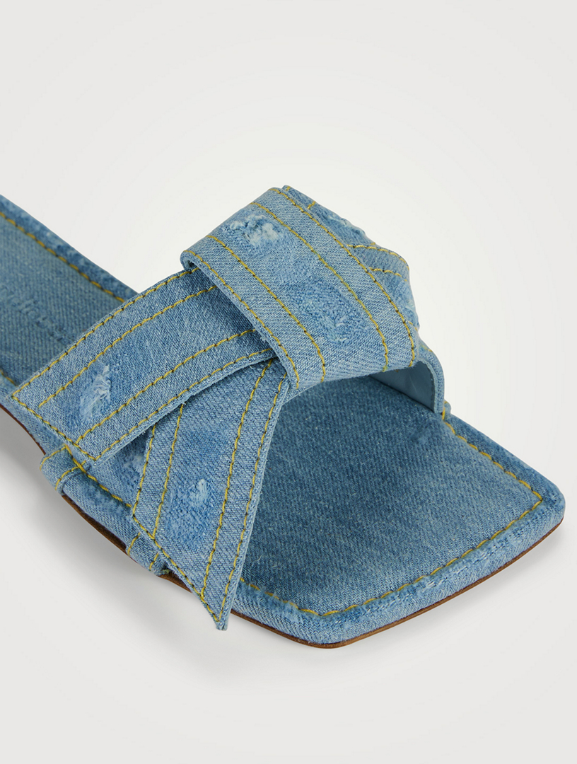 ACNE STUDIOS Bow Denim Slide Sandals | Holt Renfrew