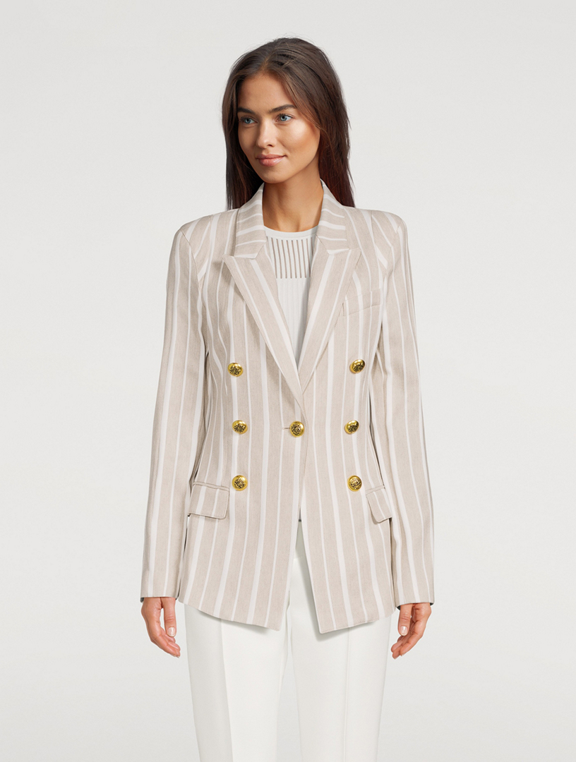 SMYTHE Blazer Not A Double-Breasted Pagoda à rayures Holt Renfrew